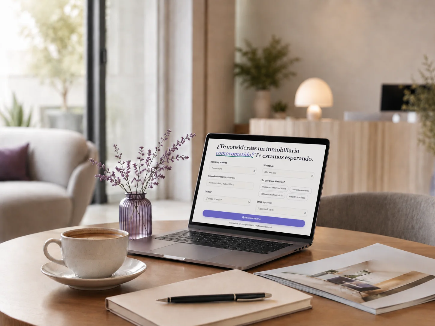 Formulario para sumarse a Properfy en una laptop
